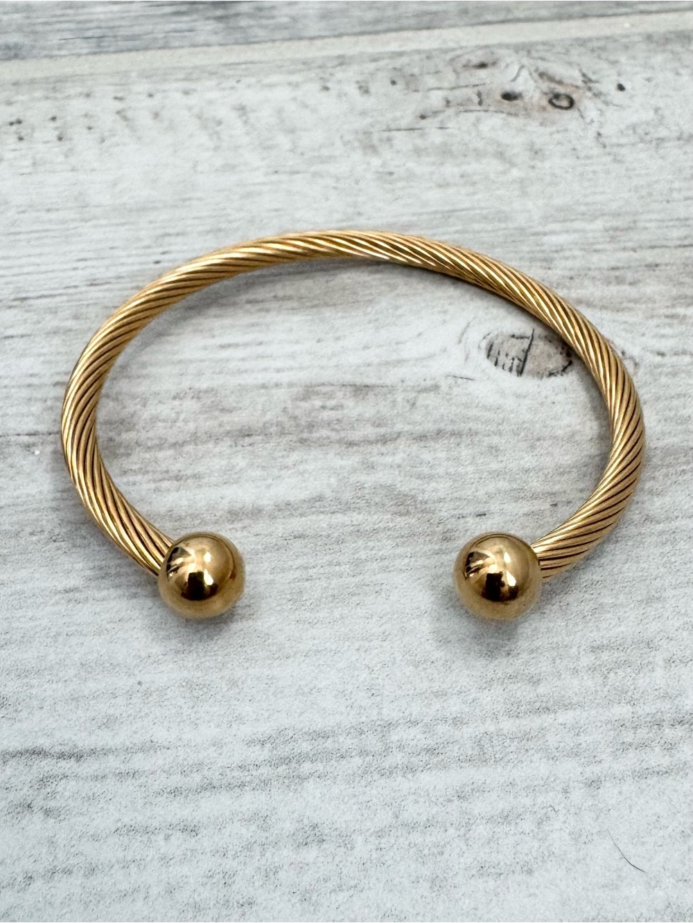 Twisted Cable Gold Stainless Steel Cuff Bracelet